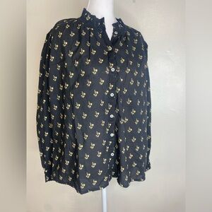 M.A.B.E Black Floral Button-Up Blouse